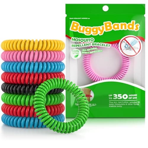 BuggyBands 48 Pack Mosquito Repellent Bracelets, Individually Wrapped, DEET Free, Natural and Waterproof Bands