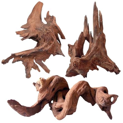 Jorewood Natural Aquarium Driftwood for Fish Tanks & Reptile Terrariums – Safe Fish Tank Decorations, Unique Twisted Branches 3-Piece 7-11 Inch Low Tannin, Easy to Sink