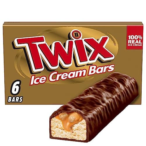 TWIX Ice Cream Bars Vanilla Caramel Chocolate Cookie Dessert Bar Individually Wrapped, 6 Pack, 1.93 Oz Bars