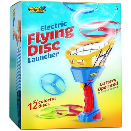 Ninja Blast Flying Disc Launcher for Kids - Christmas Boys Toys Ages 4-8 Year Old - Birthday Gifts for Boy Age 4 5 6 7 8 Years - Outdoor Toys Games Gift - Backyard Toy Activities Ideas - 6-8, 5-7