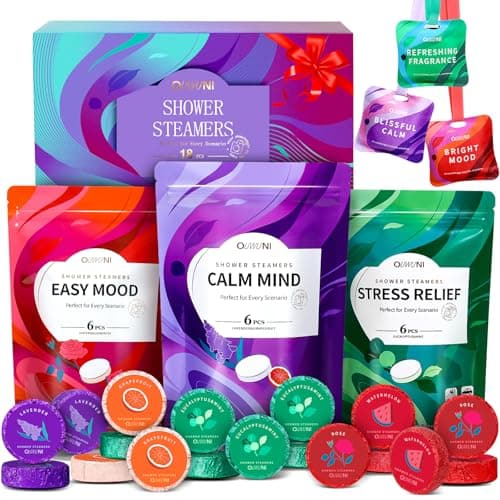 Shower Steamers Aromatherapy - 18 Pack Shower Bombs Natural Organic Essential Oils Comes with 3 Sachet, Birthday Gifts for Women, Mothers Day Gifts, Gifts for Mom Her Grandma Siste