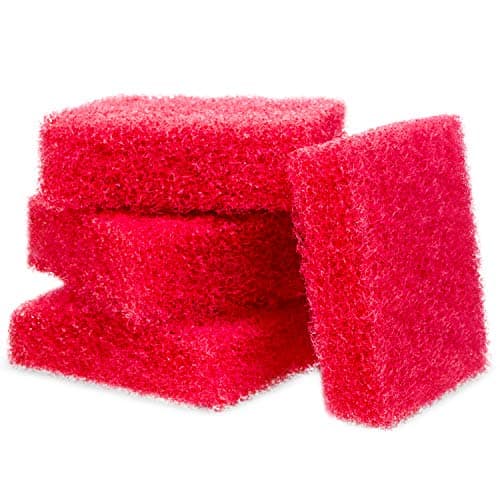 Evergreen Pet Supplies Aquarium Glass Cleaner Sponge - Non-Scratch Aquarium Glass Scrubber - Durable Tank Sponge Cleaner - Ergonomic Fish Tank Pad - Pack of 4, Red, 3.25 in x 3.25 in x 1 in
