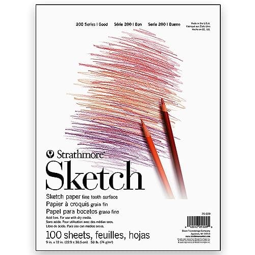 Strathmore 200 Series Sketch Pad, 9x12 inch, 100 Sheets, Tape Bound - Artist Sketchbook for Drawing, Illustration, Art Class Students