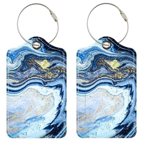 Luggage Tags for Suitcases, 2 Pack Cute PU Leather Suitcase Tag Identifiers TSA Approved with Stainless Steel Loop and Address Card for Baggage Tag for Cruise Airport Travel Essentials by Chelmon