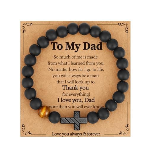 Gnamy Cross Bracelet Gifts for Dad from Son Daughter, To My Dad American Flag Beaded Bracelets Valentines Fathers Birthday Christian Jewelry Gifts Presents for Daddy Papa Father Him