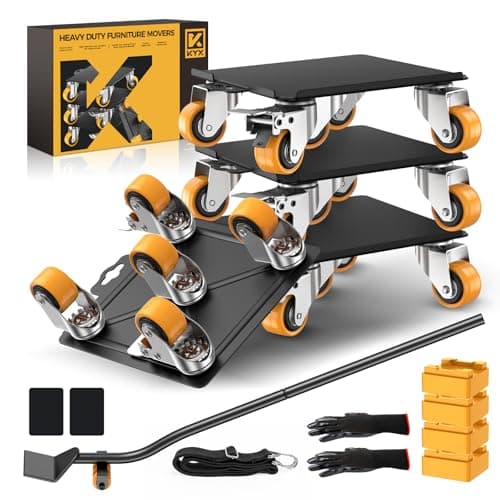 KYX Furniture Dolly, Furniture Movers with 5 Wheels,Carbon Steel Panel Heavy Duty Dolly, Furniture Lifter with 360° Rotatable Silent Rubber Universal Wheels, Max Load 4000LBS(6.9x6.9 in)