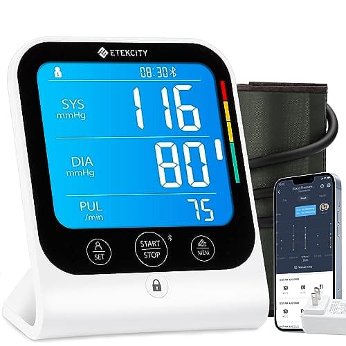 Etekcity FSA HSA Store Eligible Blood Pressure Monitor for Home Use, Smart Upper Arm Automatic Bluetooth BP Machine with App, Cuff for Standard to Large Size, Rechargeable, Home Medical Diagnostic Kit