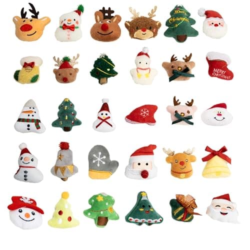 Hsodnr 60 Pack Christmas Mini Plush Toy，Mini Set Plush Christmas Ornaments， Angel Santa Claus Snowman Reindeer Mini Christmas Tree Ornaments，Gifts for Children