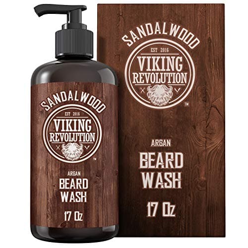 Best Beard Washes #8 from Viking Revolution Viking Revolution Beard Wash Shampoo w/Argan & Jojoba Oils - Softens & Strengthens - Sandalwood Scent - 17 oz Shampoo