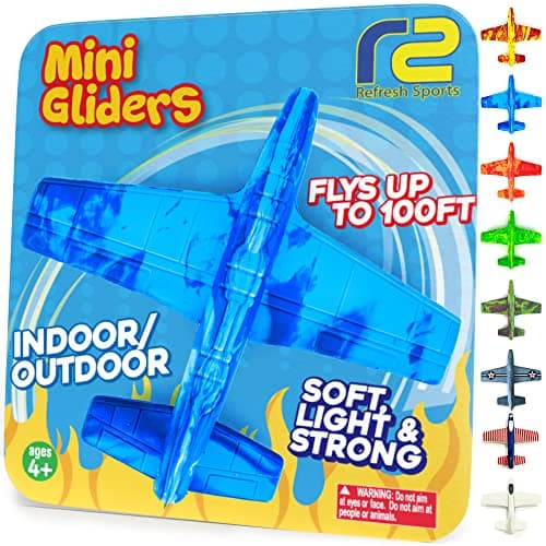 Airplane Toy Foam Airplanes for Kids: Best Stocking Stuffers for Boys & Girls - Easy Throwing Air Planes - STEM Summer Yard Beach Toy Games - Styrofoam Plane Glider - Great Gifts for Age 4 5 6 7 8 9