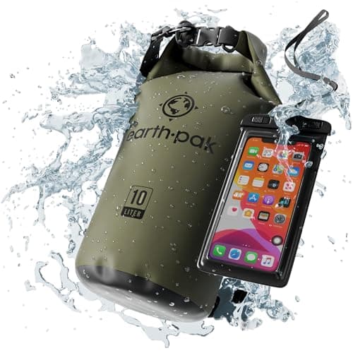 Earth Pak Waterproof Dry Bag - Roll Top Waterproof Backpack Sack Keeps Gear Dry for Kayak with Waterproof Phone Case