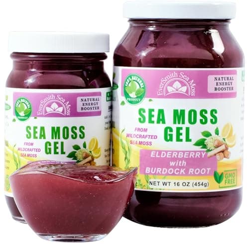 EverSmith Organics - Wildcrafted Irish Sea Moss Gel | Made in USA | Rich in Vitamins & Minerals | Sea Moss Gel Raw | Nutritional Supplement | Elderberry (16 oz)
