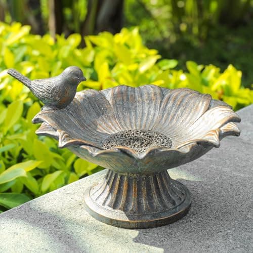MUMTOP Bird Baths for Outdoors, Antique Outdoor Garden Birdbath Bowl Resin Bird Baths and Feeder with Vintage Bird Ornament for Outside Yard Table Decor