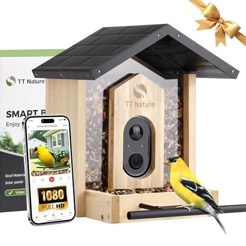 TT Nature Bird Feeder with Camera, Upgraded Smart Bird Feeder Al Identify for 10000 Species, Auto Capture & Real-time Notifications, Ideal Gift for Chirstmas