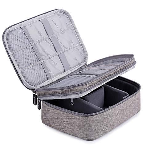 Rownyeon Makeup Train Cases Travel Makeup Bag Waterproof Portable Cosmetic Cases Organizer with Adjustable Dividers for Cosmetics Makeup Brushes Toiletry Jewelry Digital Accessories (Grey Small)