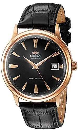 Orient Men's '2nd Gen. Bambino Ver. 1' Japanese Automatic Stainless Steel and Leather Dress Watch, Color:Black (Model: FAC00001B0)