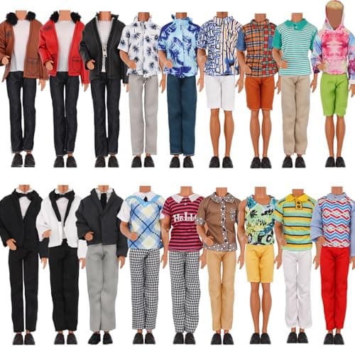 EuTengHao Doll Clothes for 12 Inch Boy Dolls with Jeans Leather Jackets Shorts Suits Sweatshirts T-Shirts Fashion Clothes for 12'' Boy Doll (6 Sets, Random Style)