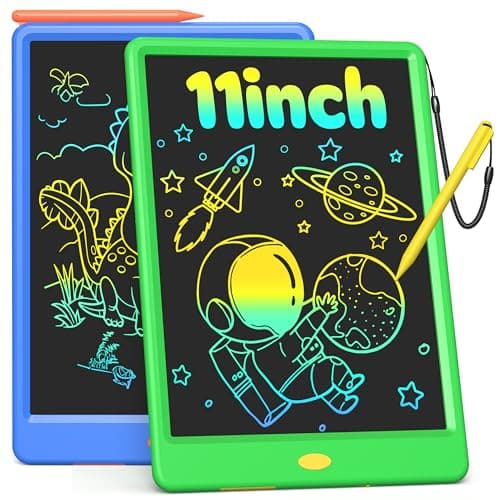 Magic Jimmy 2 Pack 11 Inch LCD Writing Tablet Doodle Board, Colorful Electronic Drawing Pads, Creative Drawing Fun for Kids 3-6, Educational Car Trip Toys | Navy Blue and Green