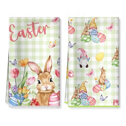 Arquiel Easter Bunny Gnome Microfiber Kitchen Towels, Soft Absorbent Hand Towel 15.7 × 23.6 inch, Thick Dish Cloth for Party Anniversary Holiday Decoration Housewarming Gifts