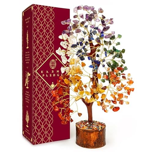 Crystal Tree of Life 7 Chakra Healing Crystal Trees for Home Decor, Office Desk Decor, Living Room Decor, Handmade Bonsai Trees for Positive Energy, Money, Good Luck Birthday Gifts for Women, Mom