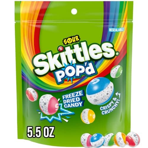 Best Sour Candies #2 from Skittles SKITTLES POP'd Sour Freeze Dried Candy Assortment, 5.5 Oz Resealable Bag