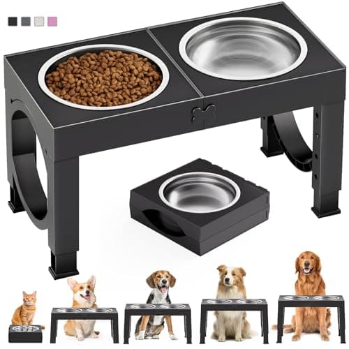 Elevated Dog Bowls Large Breed XiaZ Raised Dog Bowl Stands Large Medium Sized Dog 1000ml Elevated Dog Food Water Bowl Stand Set Black Raised Pet Feeder Adjustable Dog Dish Station 9/11/12/14in