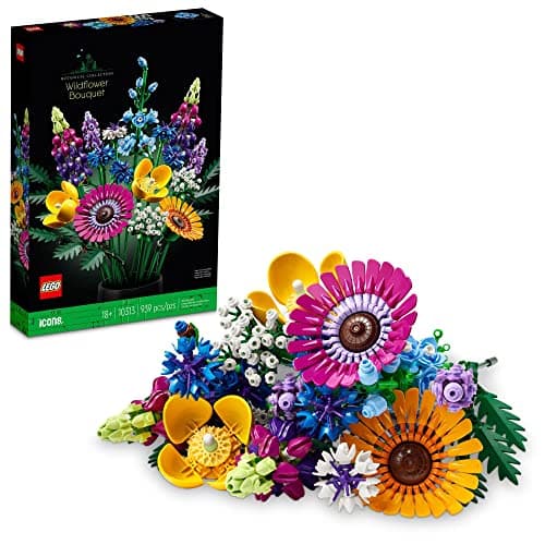 LEGO Icons Wildflower Bouquet Set - Artificial Flowers with Poppies and Lavender, Adult Collection, Unique Home Décor, Botanical Piece, 10313