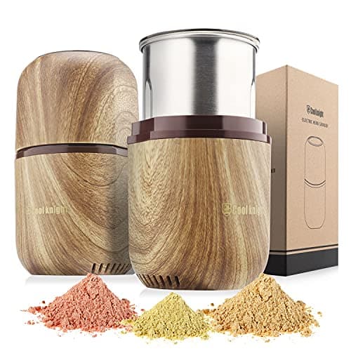 COOL KNIGHT Electric Herb Grinder [Large Capacity/High Rotating Speed]-Electric Grinder for Spices and Herbs (Wood grain 2)