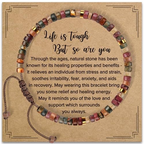 ZOKCC Inspirational Gifts Bracelets for Women: Christmas Day Gifts for Women Friends Sister Mom - Healing Natural Stone Beads Bracelets Thinking of you Get Well Soon Gift for Women