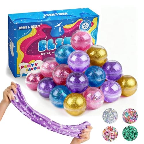 24 Pack Clear Slime Kit for Kids - Glitter Crystal Slime Kit for Girls 8-12 with Sequins, Non Sticky Stress Relief Toy for Kid & Adult, Princess Toys, Party Favors, Valentine's Gift, Classroom Prizes