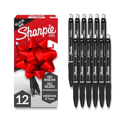 Sharpie S-Gel Gel Pens, Black Barrel, Medium Point (0.7mm), Black Gel Ink Pens, 12 Count - Home, Office, School, Journaling, Writing, Note-Taking, Teacher Supplies