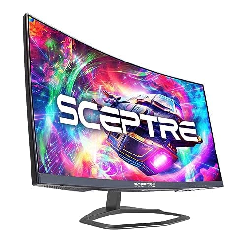 Sceptre Curved 24.5-inch Gaming Monitor up to 240Hz 1080p R1500 1ms DisplayPort x2 HDMI x2 Blue Light Shift Build-in Speakers, Machine Black 2023 (C255B-FWT240)