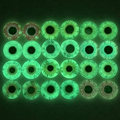 10 Pairs 20mm Glow in The Dark Glass Round Pupil Eyes Round Dome Glass Cabochons Flatback for DIY Craft Clay Eyes, 20mm