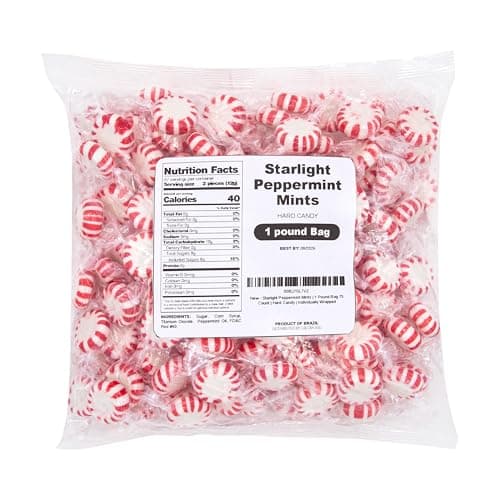 Starlight Peppermint Mints | 1 Pound Bag - Approx. 75 Count | Old Fashioned Hard Candy | Individually Wrapped Christmas Candy for Office Bowls & Holiday Buffets