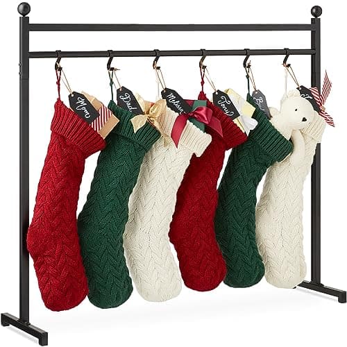 Best Choice Products 3ft Christmas Stocking Holder Stand, Holiday Décor Hanger Display for Home, Floor, Living Room w/ 8 Reusable Name Tags, Chalk Marker, 12 Hooks - Black