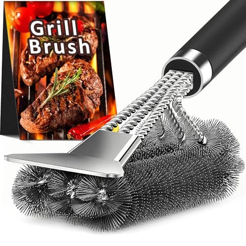 TNTOR Grill Brush with Scraper, 18" Adjustable Handle BBQ Grill Brush for Outdoor Grill, Extra Strong Grill Cleaner Accessories for Grill/Smoker/Gas/Charcoal Grill Cleaning-Gifts for Grill Wizard/Dad