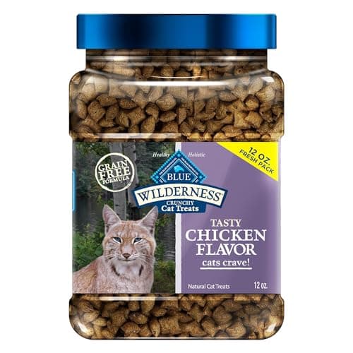 Blue Buffalo Wilderness Crunchy Cat Treats, Grain-Free Treats for Cats Made with Natural Ingredients, Great for Training, Tasty Chicken Flavor, 12-oz. Tub