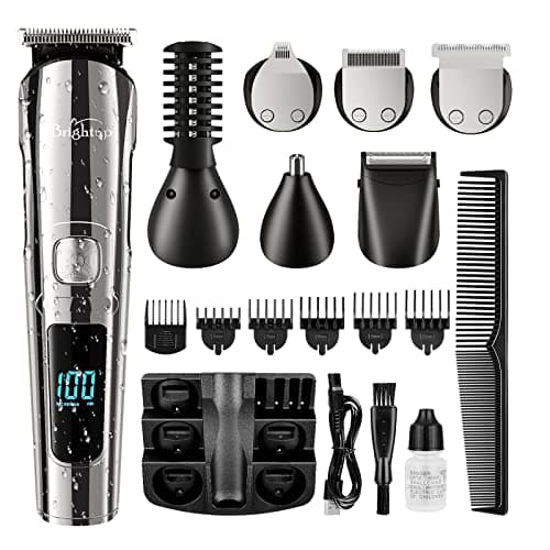 Brightup Beard Trimmer for Men - Electric Razor & Shaver, Cordless Hair Clippers Trimmers Set, IPX7 Waterproof Mens Grooming Kit for Shaving Face, Mustache, Body, Ear, Nose Hair Trimmer, Gifts for Men