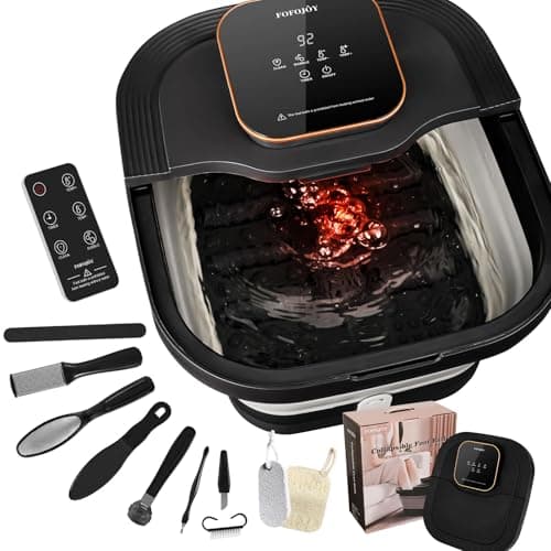 FOFOJÔY Collapsible Foot Spa Bath with Heat and Massage Roller, Bubble, Temperature Control, Remote Control, Foot Pedicure Kit, Pedicure Foot Spa