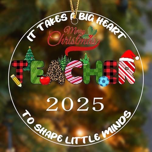 Teacher Gifts Stocking Stuffers for Women Teacher Ornament for Women Merry Christmas 2025 for Teacher Appreciation Week Gifts Christmas Tree Ornaments