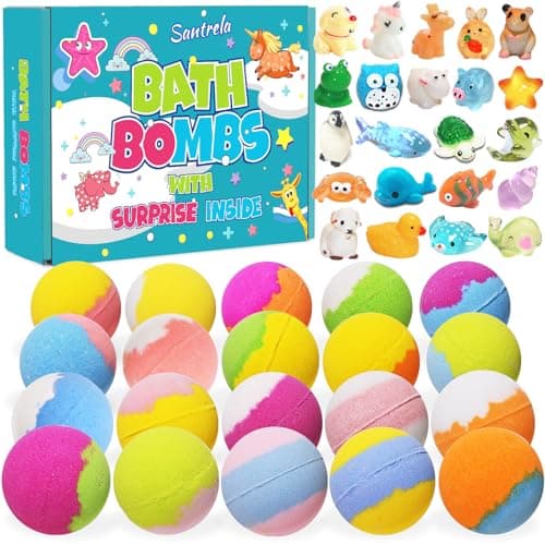 Bath Bombs for Kids with Surprise Inside, 20 Pack Kids Bath Bombs Gift Set with Toys for Girls Boys, Handmade Bubble Bath Fizzy Balls Kit for Birthday, Christmas, Easter(Package May Vary)