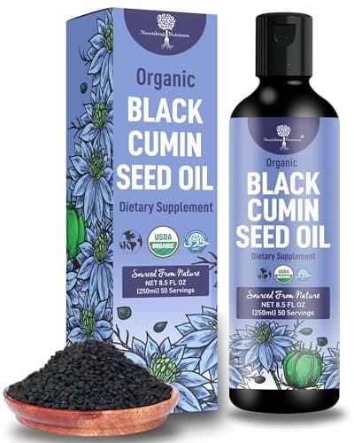 Organic Black Cumin Seed Oil-USDA-Cold Pressed –up to 6X Stronger Thymoquinone - Pure Nigella Sativa Cumin Seeds -Premium Supplement for Immune Support, Joints, Skin & Hair (8.5 oz)