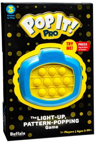 Pop It! Pro - The Original Light Up, Pattern Popping, Pop It! Game from Buffalo Games,Blue and Yellow