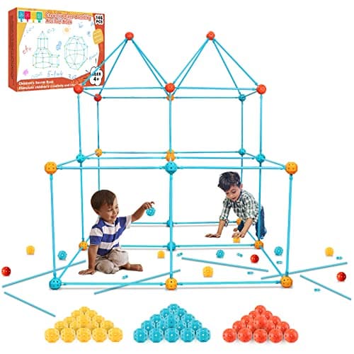 Bzseed Fort Building Kit for Kid DIY Play Tent STEM Construction Toys Fort Builder for Kids Indoor Outdoor Play Creative Gift for 4 5 6 7 8 9 10 11 12 Year Old Boy Girl Christmas Birthday Gift 140Pcs