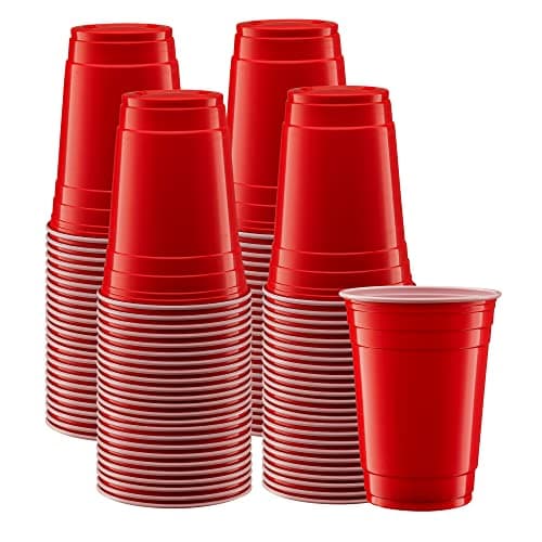 GUSTO [18 oz. - 100 Count] Disposable Plastic Red Cups, Party Drinking Cups for Events and Everyday Use