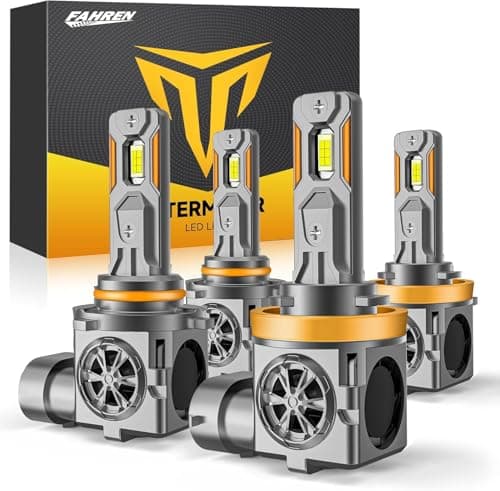 Termitor H11/H8/H9 & 9005/HB3 Bulbs Combo, 100,000LM 10X Super Bright, 1:1 Mini Size 6500K Cool White IP68 Waterproof Automotive Replacement Combo 9005 H11 Fog Lights, Quick Installation, Pack of 4