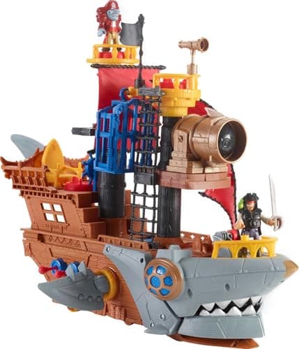Fisher-Price Imaginext Preschool Toy Shark Bite Pirate Ship Playset with Figure & Accessories for Pretend Play Kids Ages 3+ Years (Amazon Exclusive)