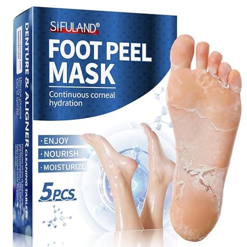 Foot Peeling Mask 5 Pairs - Foot Mask for Dry Cracked Feet, Feet Peeling Masks that Remove Dead Skin for Soft Heels (Hyaluronic Acid)
