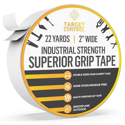 TargetControl™ | 65FT x 2'' | Carpet Tape Double Sided, Rug Tape Grippers for Hardwood Floors & Area Rugs, Carpet Binding Tape Strong Adhesive & Removable, Heavy Duty Stickers Tape