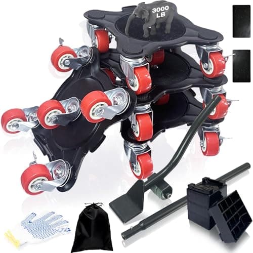 HUKURU Furniture Dolly, Furniture Movers with 5 Wheels, 360° Rotatable and Lockable, Heavy Duty Furniture Lift Mover Tool Set for Moving Heavy Furniture and Appliances, Load 3000LBS, Red Easy Sliders